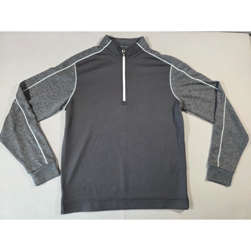 FJ Jacket Mens Medium Gray Black Performance Light 1/4 Zip Up Pullover Golf